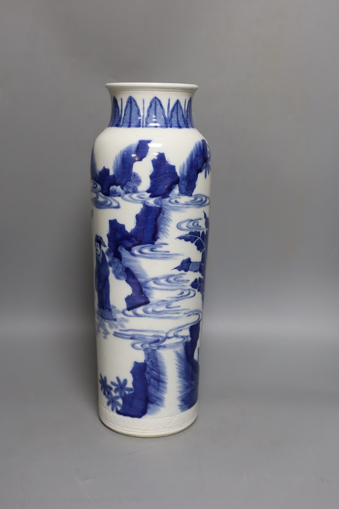 A tall Chinese blue and white sleeve vase 39cm